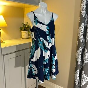 Navy floral summer tank dress with pockets
